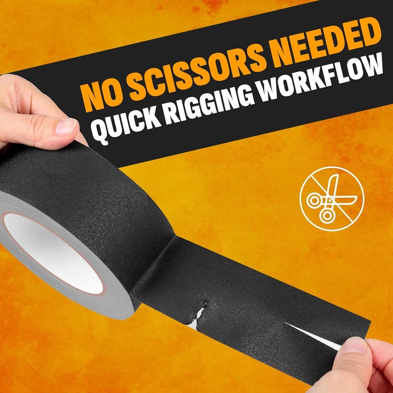 Zeefpod Gaffers Tape 10 Pack, Black Gaff Tape 2" x 30 Yards (11 Mil), Professional Grade, Non-Reflective Matte Finish, Strong Hold, Easy Tear, Residue-Free Floor Tape for Electrical Cords – 300 Yards Total - Image 5